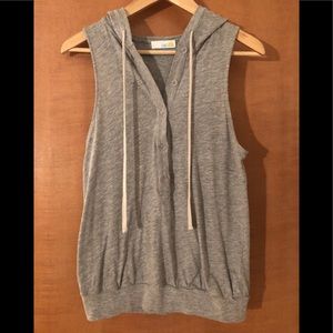 C&C California Sz Small Grey Hooded Sleeveless Top